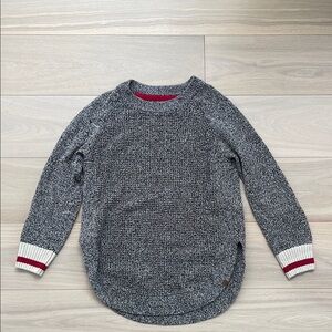 Roots Crew Neck Sweaters in Gray and Red Soft Knit